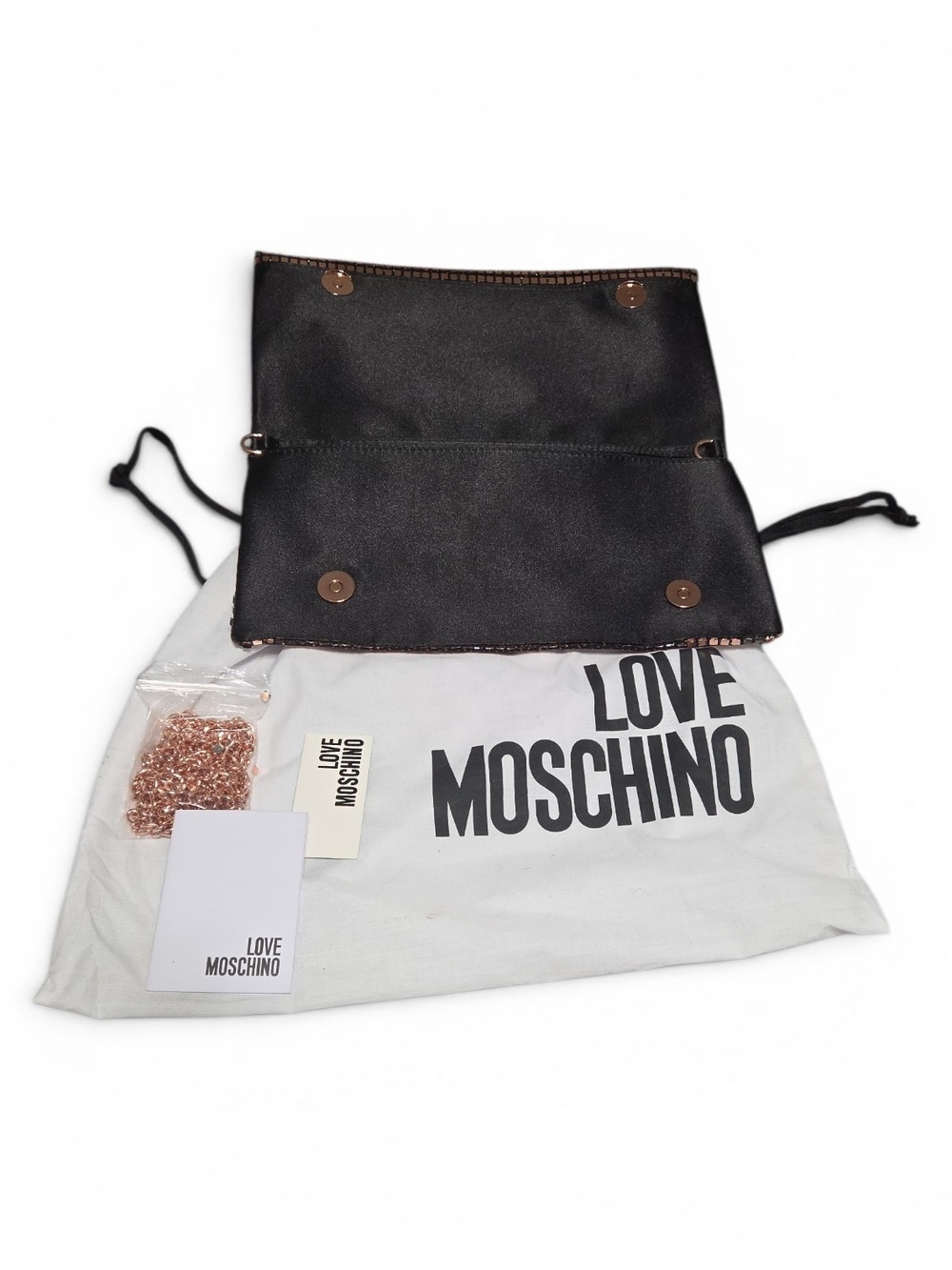 Love Moschino Rose Gold Metallic Sequin Foldover Clutch Some Loose Sequins - Picture 3 of 5